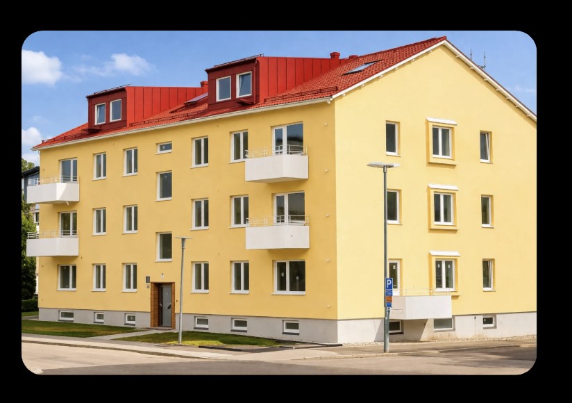 Fastigheten efter genomförd ombildning och renovering